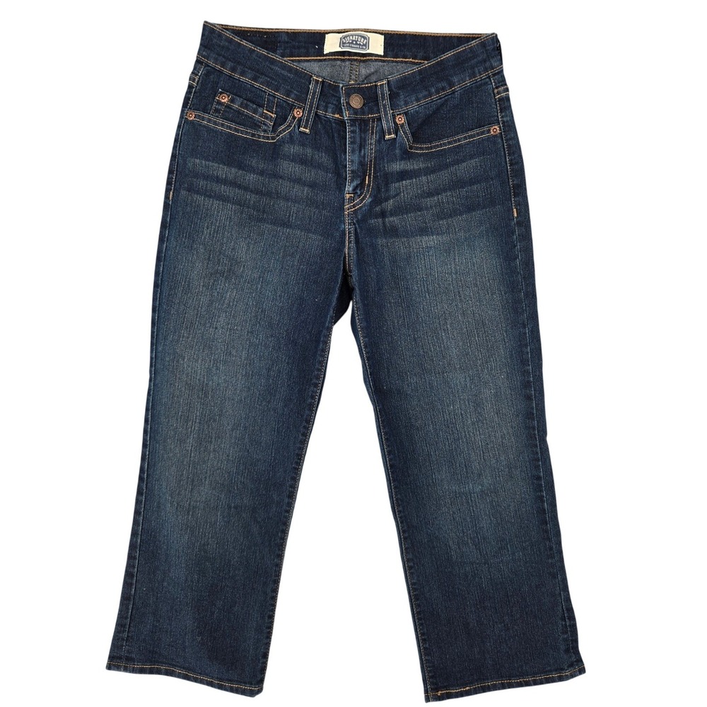 Signature by Levi Strauss & Co Size 4 Capri Jeans Womens Dark Wash Stretch Denim
